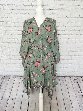 Japna Green Floral Kimono Wrap Top